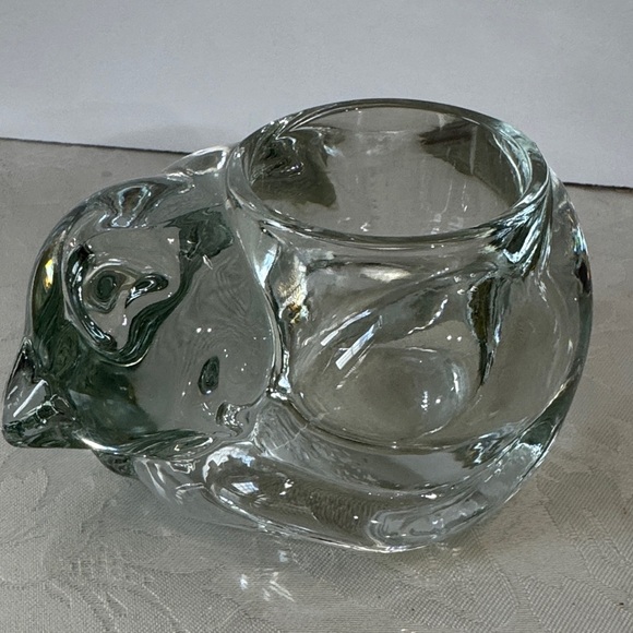 Other - Vintage Indiana Glass Sleeping Cat Candle Holders Clear Glass Votive Tealight